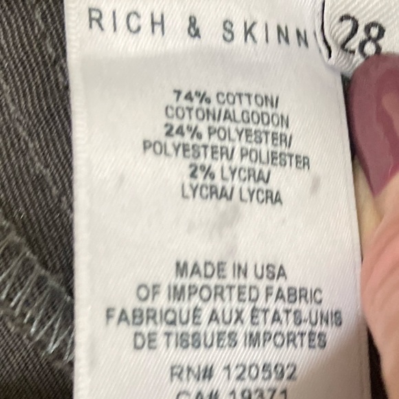 Rich & Skinny metallic gray python animal print skinny jean low rise size 28 - Picture 6 of 6